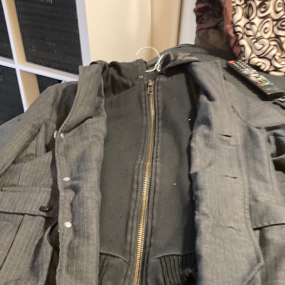 Buffalo suit jacket with attachable hoodie, jacket, that snaps on and off - Picture 4 of 5